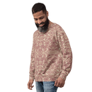 Product name: Recursia Rainbow Rose Men's Sweatshirt In Pink. Keywords: Athlesisure Wear, Clothing, Men's Athlesisure, Men's Clothing, Men's Sweatshirt, Men's Tops, Print: Rainbow Rose