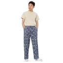 Product name: Recursia Rainbow Rose I Men's Wide Leg Pants In Blue. Keywords: Men's Clothing, Men's Wide Leg Pants, Print: Rainbow Rose