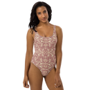 Product name: Recursia Rainbow Rose One Piece Swimsuit In Pink. Keywords: Clothing, One Piece Swimsuit, Print: Rainbow Rose, Swimwear, Unisex Clothing