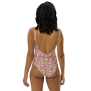 Product name: Recursia Rainbow Rose One Piece Swimsuit In Pink. Keywords: Clothing, One Piece Swimsuit, Print: Rainbow Rose, Swimwear, Unisex Clothing