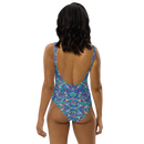 Product name: Recursia Rainbow Rose One Piece Swimsuit. Keywords: Clothing, One Piece Swimsuit, Print: Rainbow Rose, Swimwear, Unisex Clothing