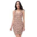 Product name: Recursia Rainbow Rose Pencil Dress In Pink. Keywords: Clothing, Pencil Dress, Print: Rainbow Rose, Women's Clothing