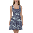 Product name: Recursia Rainbow Rose I Skater Dress In Blue. Keywords: Clothing, Print: Rainbow Rose, Skater Dress, Women's Clothing