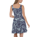 Product name: Recursia Rainbow Rose I Skater Dress In Blue. Keywords: Clothing, Print: Rainbow Rose, Skater Dress, Women's Clothing
