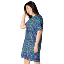 Product name: Recursia Rainbow Rose I T-Shirt Dress. Keywords: Clothing, Print: Rainbow Rose, T-Shirt Dress, Women's Clothing