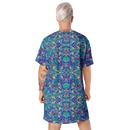 Product name: Recursia Rainbow Rose I T-Shirt Dress. Keywords: Clothing, Print: Rainbow Rose, T-Shirt Dress, Women's Clothing