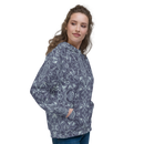 Product name: Recursia Rainbow Rose Women's Hoodie In Blue. Keywords: Athlesisure Wear, Clothing, Print: Rainbow Rose, Women's Hoodie, Women's Tops