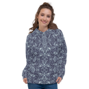 Product name: Recursia Rainbow Rose Women's Hoodie In Blue. Keywords: Athlesisure Wear, Clothing, Print: Rainbow Rose, Women's Hoodie, Women's Tops