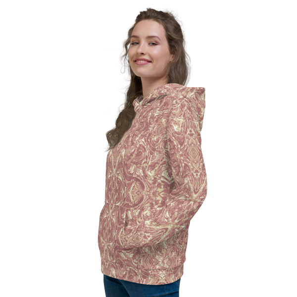 Product name: Recursia Rainbow Rose Women's Hoodie In Pink. Keywords: Athlesisure Wear, Clothing, Print: Rainbow Rose, Women's Hoodie, Women's Tops