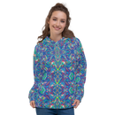 Product name: Recursia Rainbow Rose Women's Hoodie. Keywords: Athlesisure Wear, Clothing, Print: Rainbow Rose, Women's Hoodie, Women's Tops