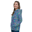 Product name: Recursia Rainbow Rose Women's Hoodie. Keywords: Athlesisure Wear, Clothing, Print: Rainbow Rose, Women's Hoodie, Women's Tops