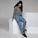 Product name: Recursia Rainbow Rose Women's Joggers. Keywords: Athlesisure Wear, Clothing, Print: Rainbow Rose, Women's Bottoms, Women's Joggers