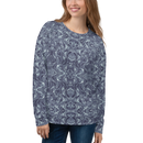 Product name: Recursia Rainbow Rose Women's Sweatshirt In Blue. Keywords: Athlesisure Wear, Clothing, Print: Rainbow Rose, Women's Sweatshirt, Women's Tops