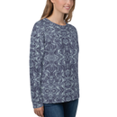 Product name: Recursia Rainbow Rose Women's Sweatshirt In Blue. Keywords: Athlesisure Wear, Clothing, Print: Rainbow Rose, Women's Sweatshirt, Women's Tops