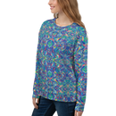 Product name: Recursia Rainbow Rose Women's Sweatshirt. Keywords: Athlesisure Wear, Clothing, Print: Rainbow Rose, Women's Sweatshirt, Women's Tops