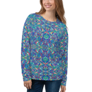Product name: Recursia Rainbow Rose Women's Sweatshirt. Keywords: Athlesisure Wear, Clothing, Print: Rainbow Rose, Women's Sweatshirt, Women's Tops