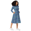 Product name: Recursia Rainbow Rose Long Sleeve Midi Dress. Keywords: Clothing, Long Sleeve Midi Dress, Print: Rainbow Rose, Women's Clothing