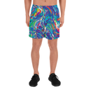 Product name: Recursia Rainbow Rose I Men's Athletic Shorts. Keywords: Athlesisure Wear, Clothing, Men's Athlesisure, Men's Athletic Shorts, Men's Clothing, Print: Rainbow Rose