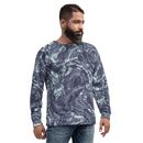 Product name: Recursia Rainbow Rose I Men's Sweatshirt In Blue. Keywords: Athlesisure Wear, Clothing, Men's Athlesisure, Men's Clothing, Men's Sweatshirt, Men's Tops, Print: Rainbow Rose
