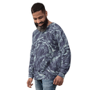 Product name: Recursia Rainbow Rose I Men's Sweatshirt In Blue. Keywords: Athlesisure Wear, Clothing, Men's Athlesisure, Men's Clothing, Men's Sweatshirt, Men's Tops, Print: Rainbow Rose