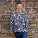 Product name: Recursia Rainbow Rose I Men's Sweatshirt In Blue. Keywords: Athlesisure Wear, Clothing, Men's Athlesisure, Men's Clothing, Men's Sweatshirt, Men's Tops, Print: Rainbow Rose