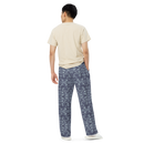 Product name: Recursia Rainbow Rose Men's Wide Leg Pants In Blue. Keywords: Men's Clothing, Men's Wide Leg Pants, Print: Rainbow Rose