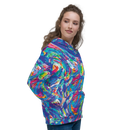 Product name: Recursia Rainbow Rose I Women's Hoodie. Keywords: Athlesisure Wear, Clothing, Print: Rainbow Rose, Women's Hoodie, Women's Tops