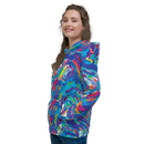 Product name: Recursia Rainbow Rose I Women's Hoodie. Keywords: Athlesisure Wear, Clothing, Print: Rainbow Rose, Women's Hoodie, Women's Tops