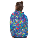 Product name: Recursia Rainbow Rose I Women's Hoodie. Keywords: Athlesisure Wear, Clothing, Print: Rainbow Rose, Women's Hoodie, Women's Tops