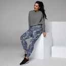 Product name: Recursia Rainbow Rose I Women's Joggers In Blue. Keywords: Athlesisure Wear, Clothing, Print: Rainbow Rose, Women's Bottoms, Women's Joggers