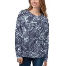 Product name: Recursia Rainbow Rose I Women's Sweatshirt In Blue. Keywords: Athlesisure Wear, Clothing, Print: Rainbow Rose, Women's Sweatshirt, Women's Tops
