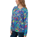 Product name: Recursia Rainbow Rose I Women's Sweatshirt. Keywords: Athlesisure Wear, Clothing, Print: Rainbow Rose, Women's Sweatshirt, Women's Tops
