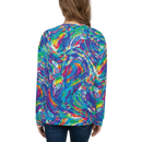 Product name: Recursia Rainbow Rose I Women's Sweatshirt. Keywords: Athlesisure Wear, Clothing, Print: Rainbow Rose, Women's Sweatshirt, Women's Tops