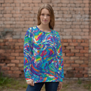 Product name: Recursia Rainbow Rose I Women's Sweatshirt. Keywords: Athlesisure Wear, Clothing, Print: Rainbow Rose, Women's Sweatshirt, Women's Tops