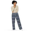 Product name: Recursia Seer Vision I Women's Wide Leg Pants In Blue. Keywords: Print: Seer Vision, Women's Wide Leg Pants