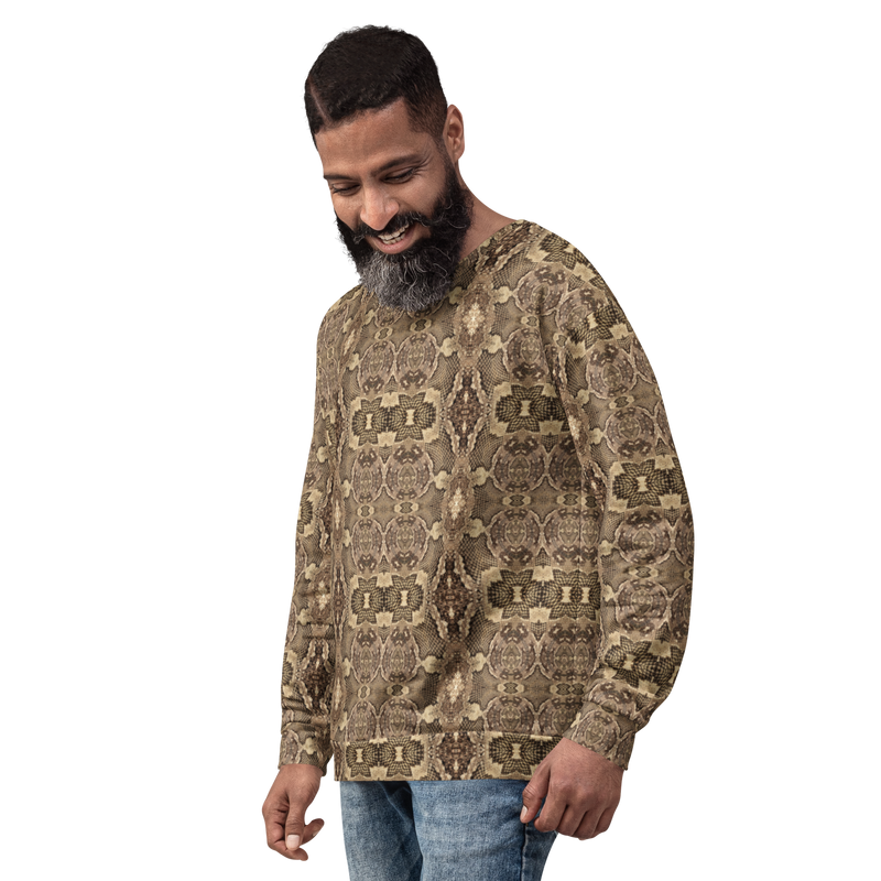 Product name: Recursia Serpentine Dream Men's Sweatshirt. Keywords: Athlesisure Wear, Clothing, Men's Athlesisure, Men's Clothing, Men's Sweatshirt, Men's Tops, Print: Serpentine Dream