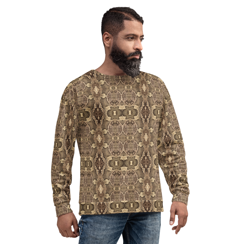 Product name: Recursia Serpentine Dream Men's Sweatshirt. Keywords: Athlesisure Wear, Clothing, Men's Athlesisure, Men's Clothing, Men's Sweatshirt, Men's Tops, Print: Serpentine Dream
