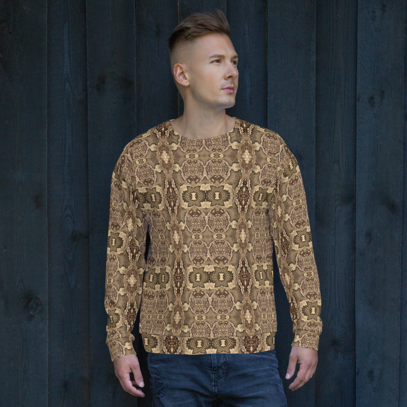 Product name: Recursia Serpentine Dream Men's Sweatshirt. Keywords: Athlesisure Wear, Clothing, Men's Athlesisure, Men's Clothing, Men's Sweatshirt, Men's Tops, Print: Serpentine Dream