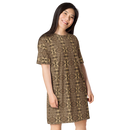 Product name: Recursia Serpentine Dream I T-Shirt Dress. Keywords: Clothing, Print: Serpentine Dream, T-Shirt Dress, Women's Clothing