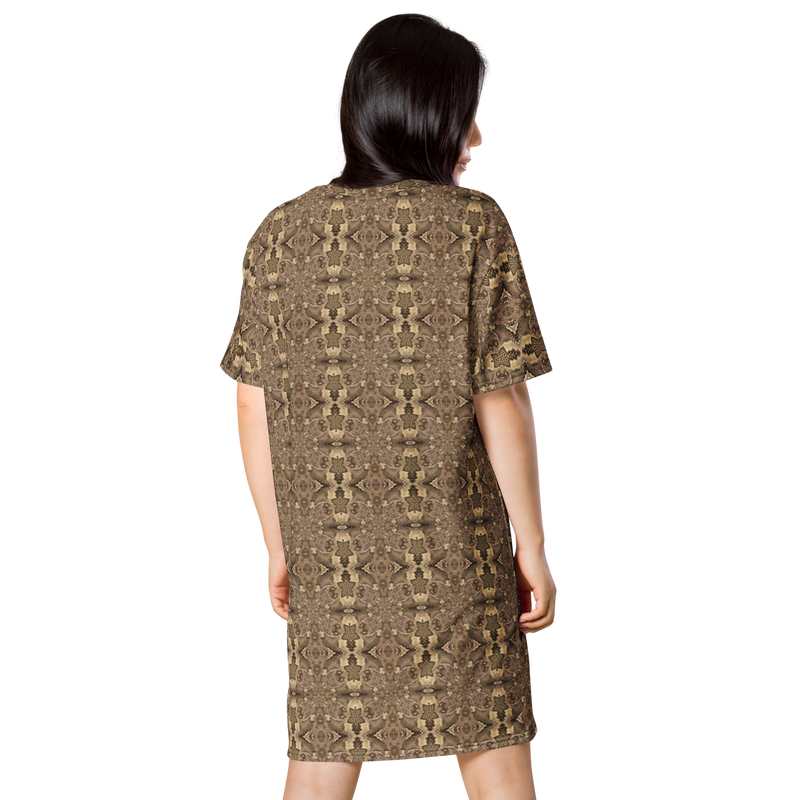 Product name: Recursia Serpentine Dream I T-Shirt Dress. Keywords: Clothing, Print: Serpentine Dream, T-Shirt Dress, Women's Clothing