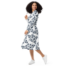 Product name: Recursia Symmetree II Long Sleeve Midi Dress In Blue. Keywords: Clothing, Long Sleeve Midi Dress, Print: Symmetree, Women's Clothing