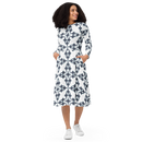 Product name: Recursia Symmetree II Long Sleeve Midi Dress In Blue. Keywords: Clothing, Long Sleeve Midi Dress, Print: Symmetree, Women's Clothing