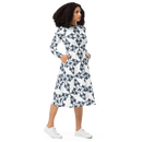 Product name: Recursia Symmetree II Long Sleeve Midi Dress In Blue. Keywords: Clothing, Long Sleeve Midi Dress, Print: Symmetree, Women's Clothing