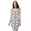 Product name: Recursia Symmetree Pencil Dress In Blue. Keywords: Clothing, Pencil Dress, Print: Symmetree, Women's Clothing