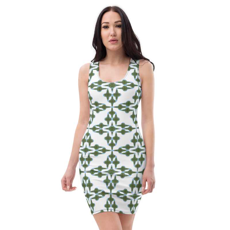 Product name: Recursia Symmetree Pencil Dress. Keywords: Clothing, Pencil Dress, Print: Symmetree, Women's Clothing