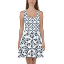 Product name: Recursia Symmetree Skater Dress In Blue. Keywords: Clothing, Skater Dress, Print: Symmetree, Women's Clothing