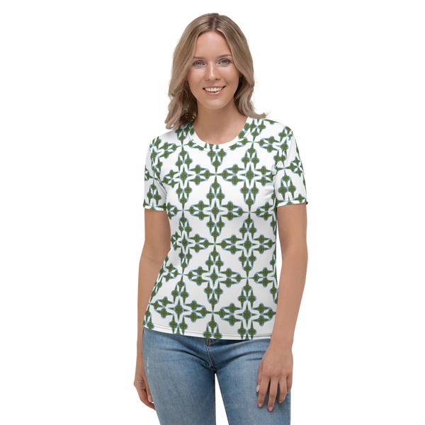 Product name: Recursia Symmetree Women's Crew Neck T-Shirt. Keywords: Clothing, Print: Symmetree, Women's Clothing, Women's Crew Neck T-Shirt