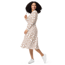 Product name: Recursia Symmetree I Long Sleeve Midi Dress In Pink. Keywords: Clothing, Long Sleeve Midi Dress, Print: Symmetree, Women's Clothing
