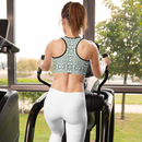 Product name: Recursia Symmetree I Padded Sports Bra. Keywords: Athlesisure Wear, Clothing, Padded Sports Bra, Print: Symmetree, Women's Clothing