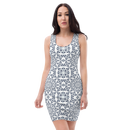 Product name: Recursia Symmetree I Pencil Dress In Blue. Keywords: Clothing, Pencil Dress, Print: Symmetree, Women's Clothing